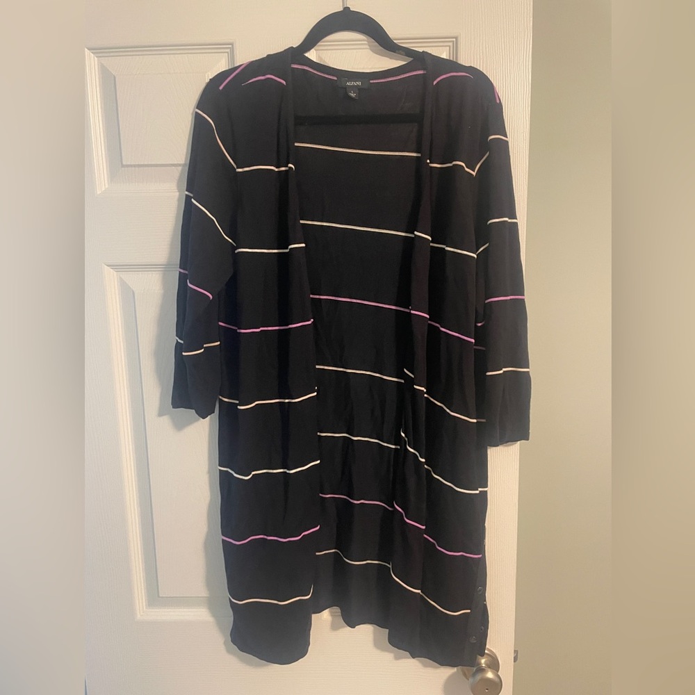 Alfani Black and Purple Striped Cardigan